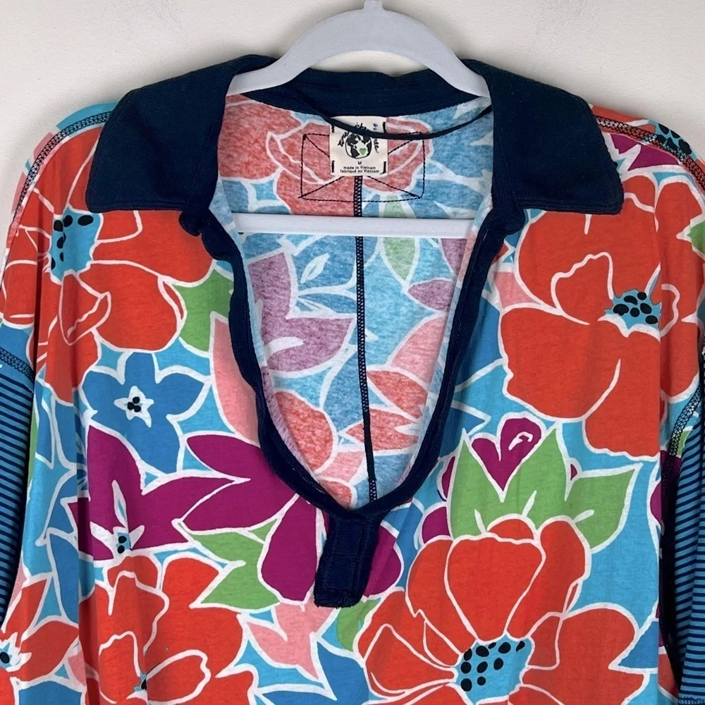Free People | Floral Boxy Cropped On A Boat Polo Top | M - Picture 6 of 16